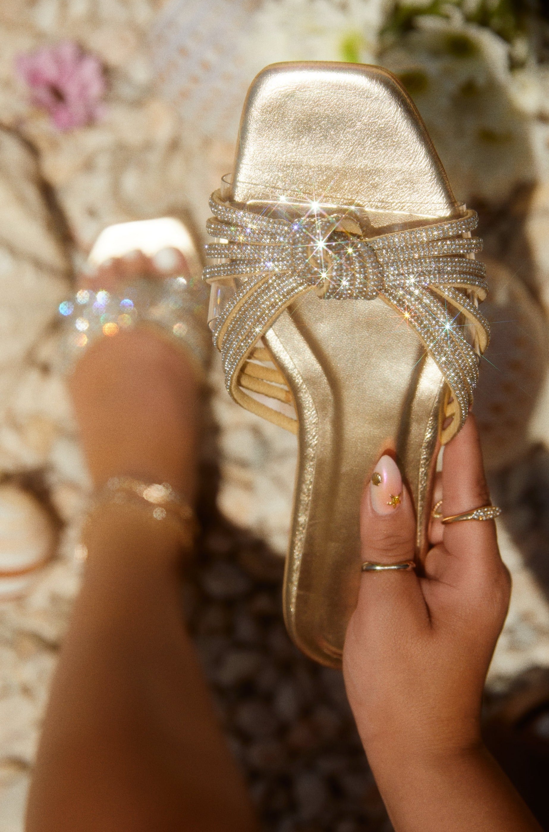 Miss Lola  Playa Hermosa Gold Slip On Sandals – MISS LOLA