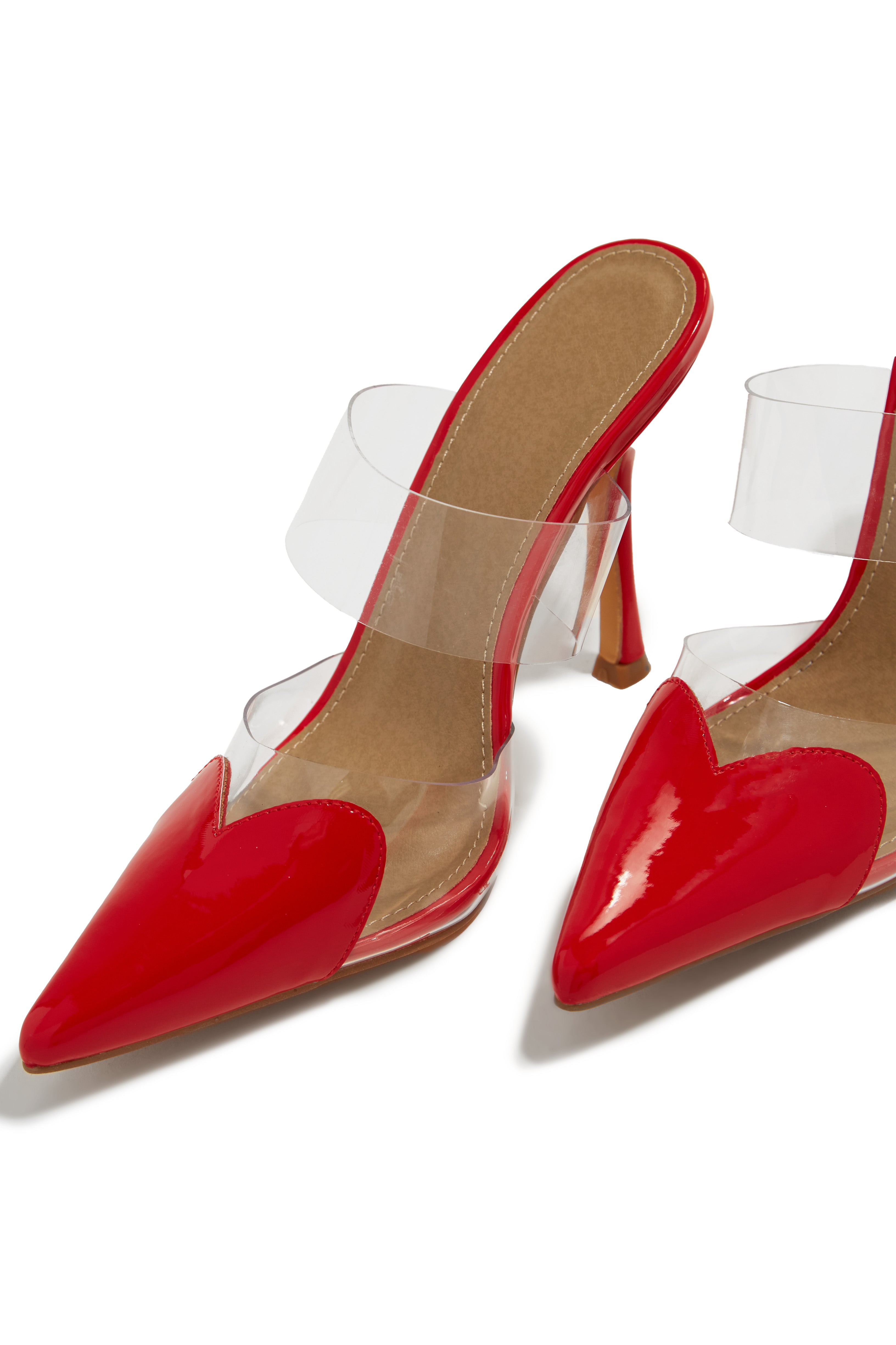 Red pointed store toe mules