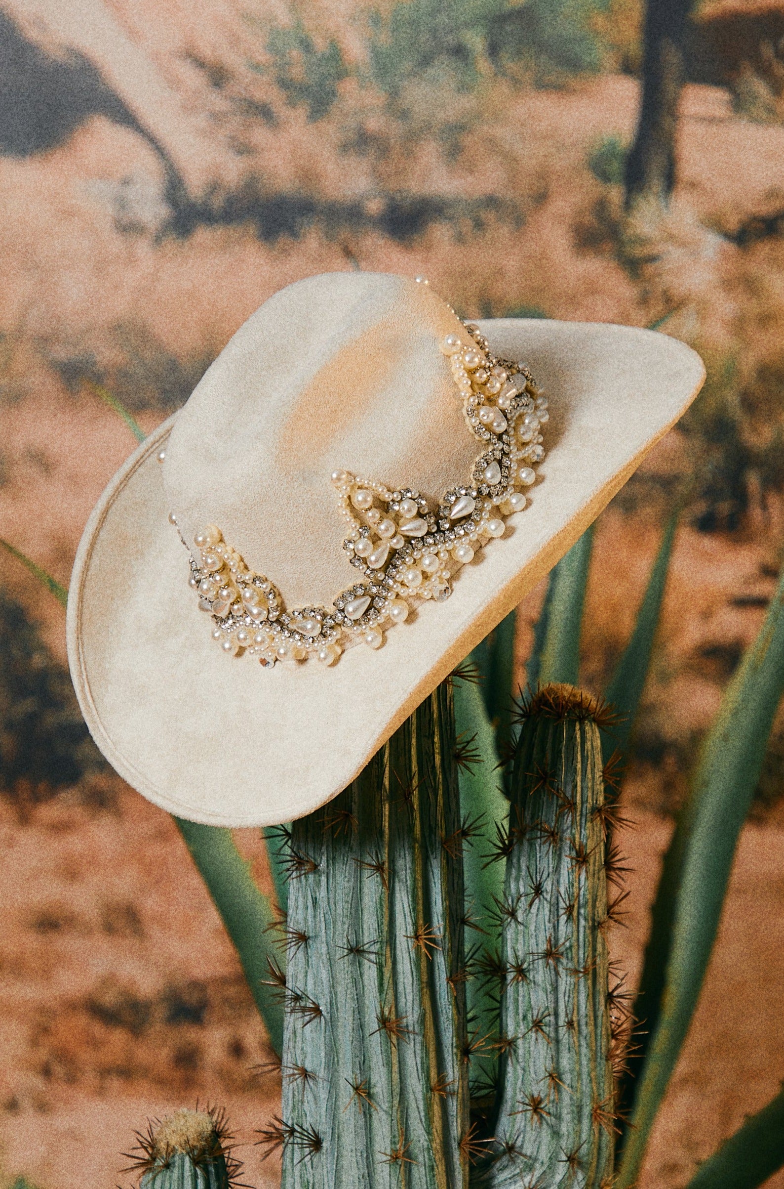 Selena Embellished Western Hat - Ivory