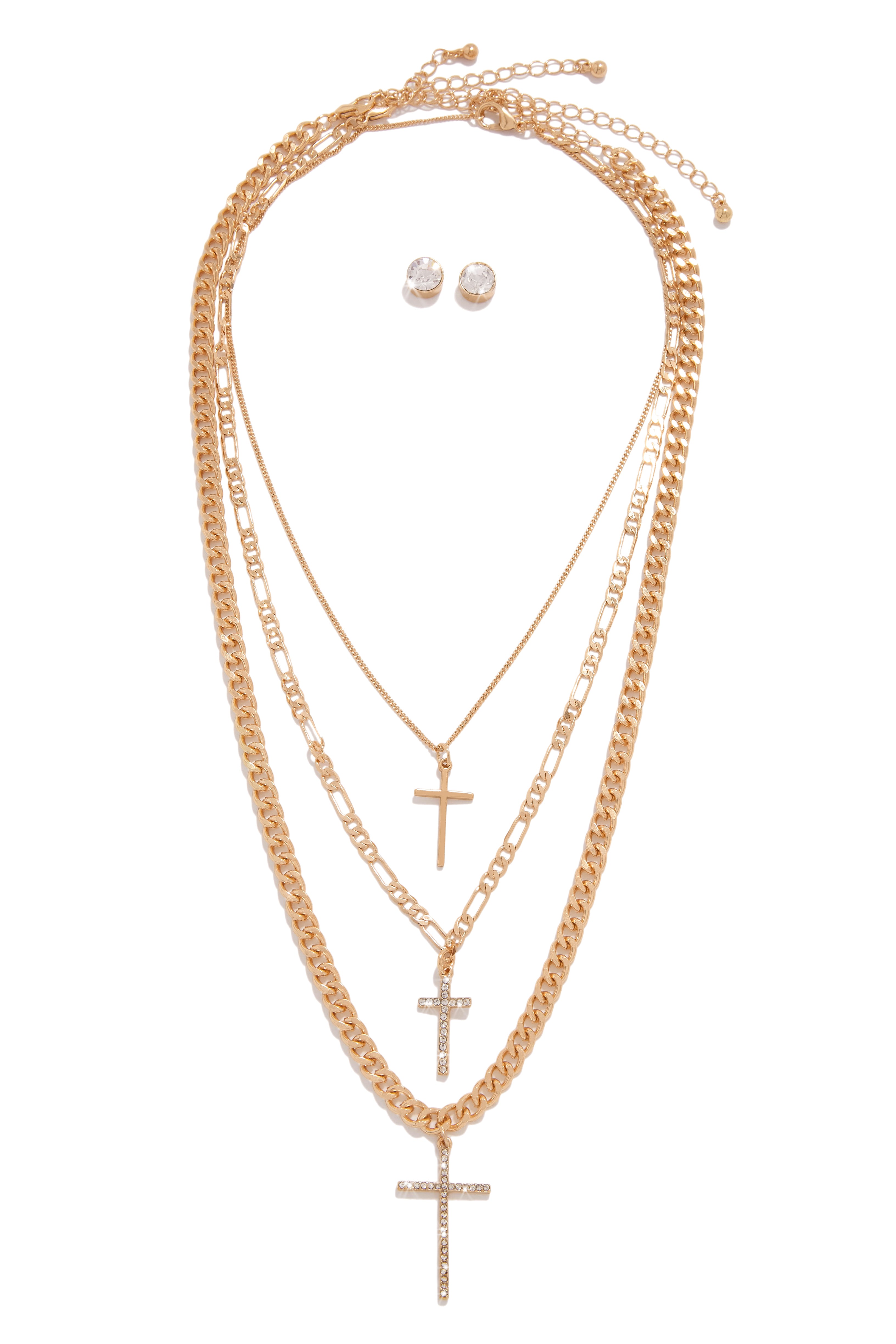 Layered gold clearance cross necklace