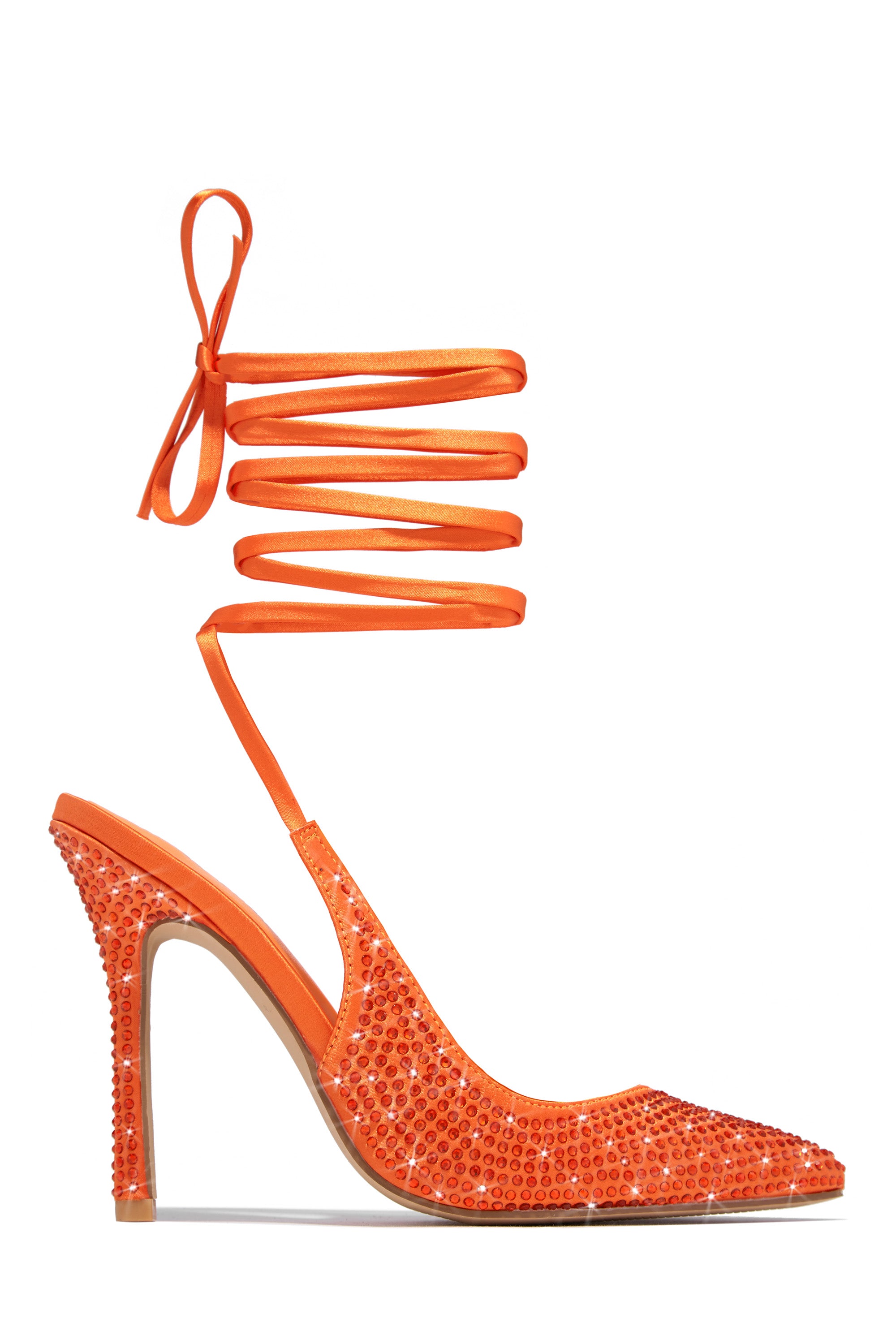 It-ListEmbellished Lace Up Pumps - Orange