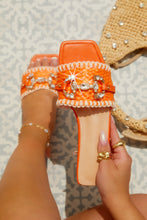 Load image into Gallery viewer, Cabo Vacay Embellished Slip On Sandals - Orange
