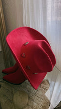 Load image into Gallery viewer, Heartbreaker Heart Pendants Cowgirl Hat - Red
