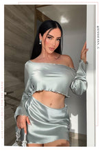 Load image into Gallery viewer, Aliya Satin Mini Skirt Set - Sage Green
