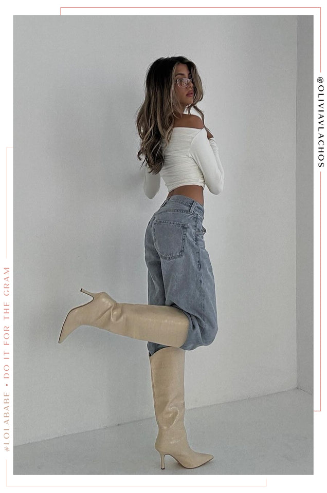 Load image into Gallery viewer, Shyla Knee High Boots - Ivory
