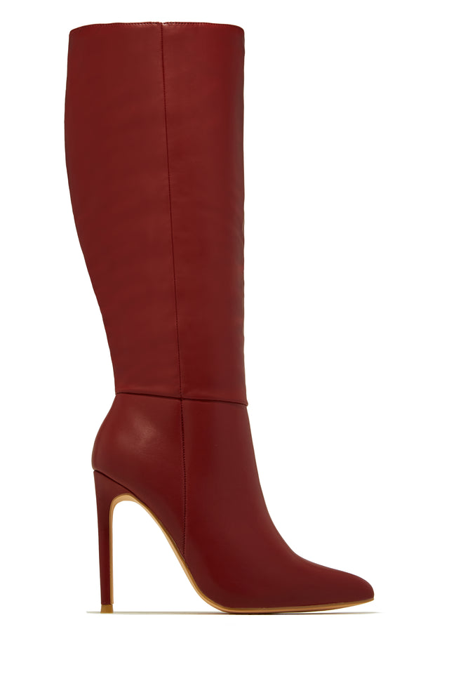 Knee high wine boots best sale