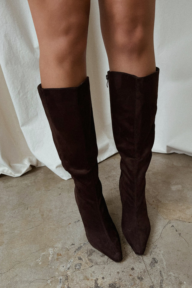 Brown over the knee high heel boots best sale