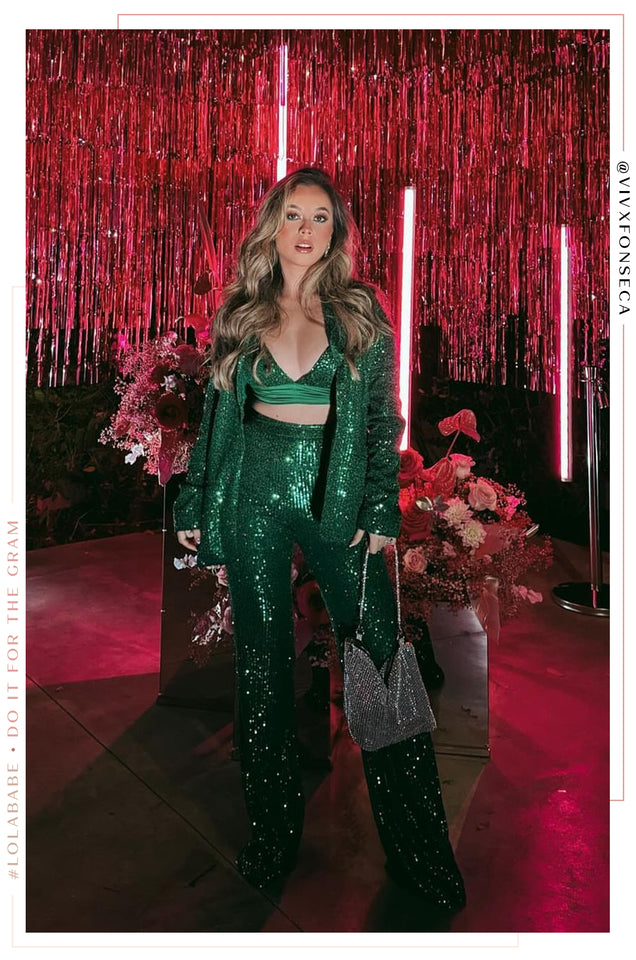 Load image into Gallery viewer, Lush Holiday Sequin Two Piece Set - Green
