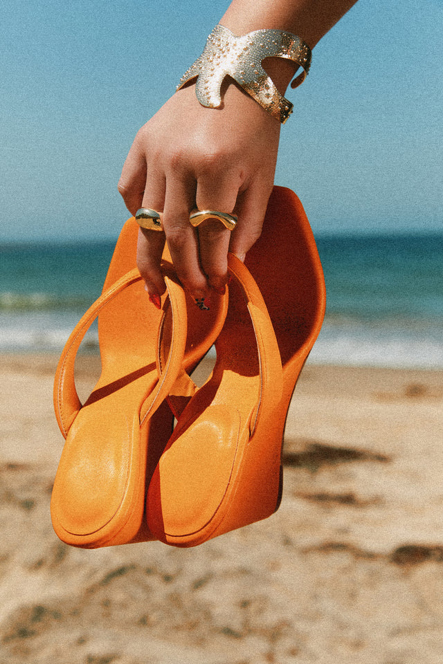 Load image into Gallery viewer, Alena Wedge Heel Mules - Orange
