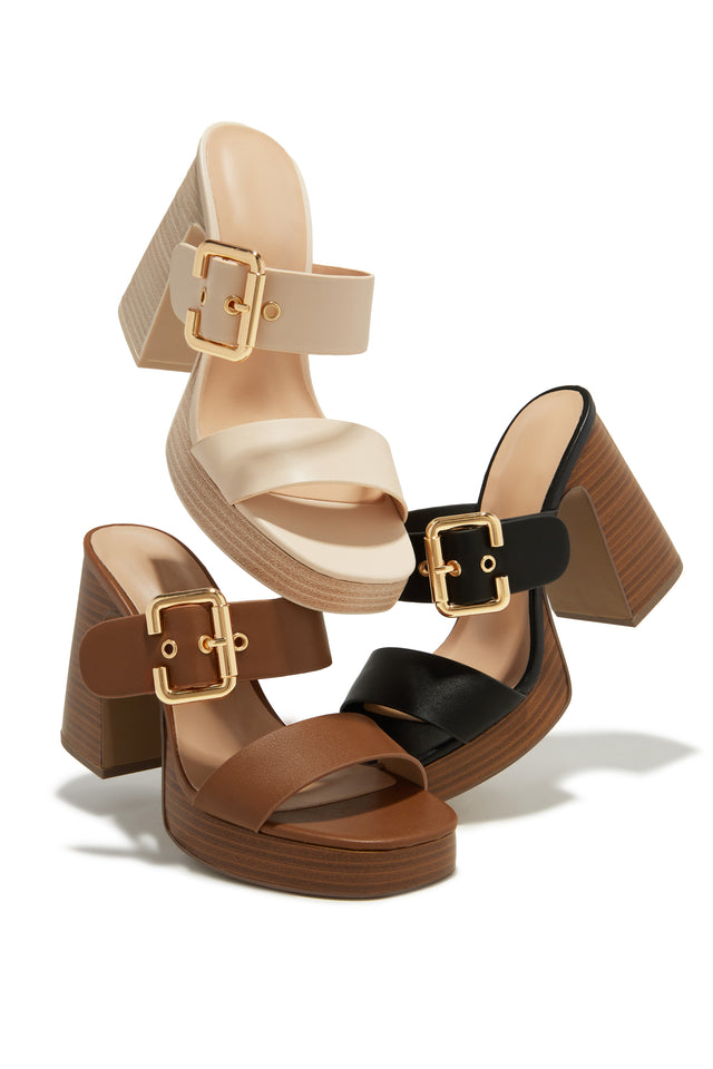 Load image into Gallery viewer, All Colors Available For Platform Block Heel Mules - Nude, Tan and Black
