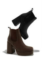 Load image into Gallery viewer, Arya Platform Block Heel Ankle Boots - Brown
