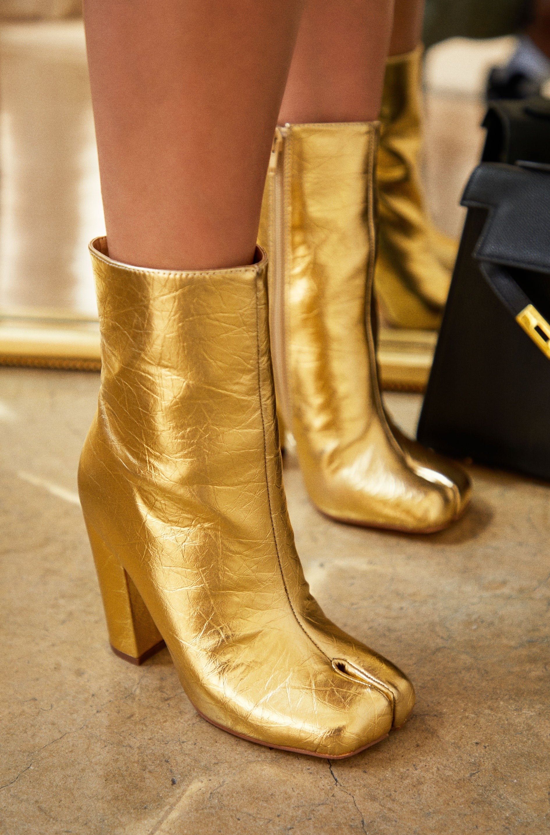 Gold short boots best sale