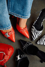 Load image into Gallery viewer, Red Pointed Toe Mules
