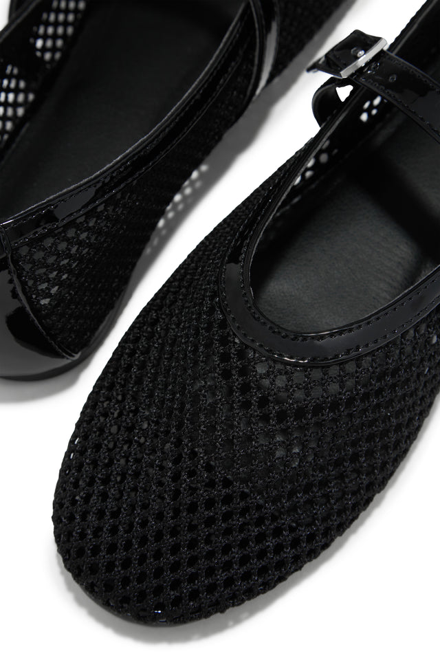 Load image into Gallery viewer, Black Round Toe Flats with Mesh Body
