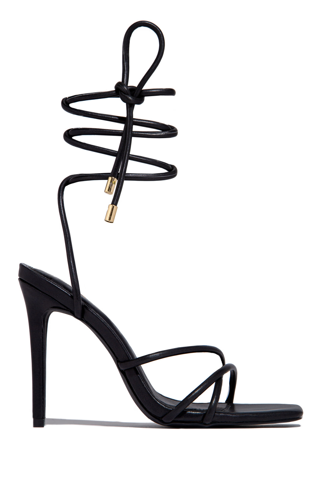 Holly Lace Up Strappy Heels - Black