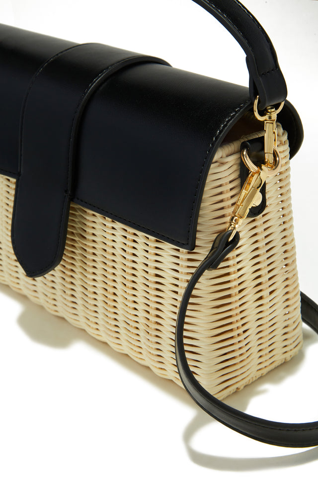 Load image into Gallery viewer, Ysabel Woven Straw Crossbody Bag - Black
