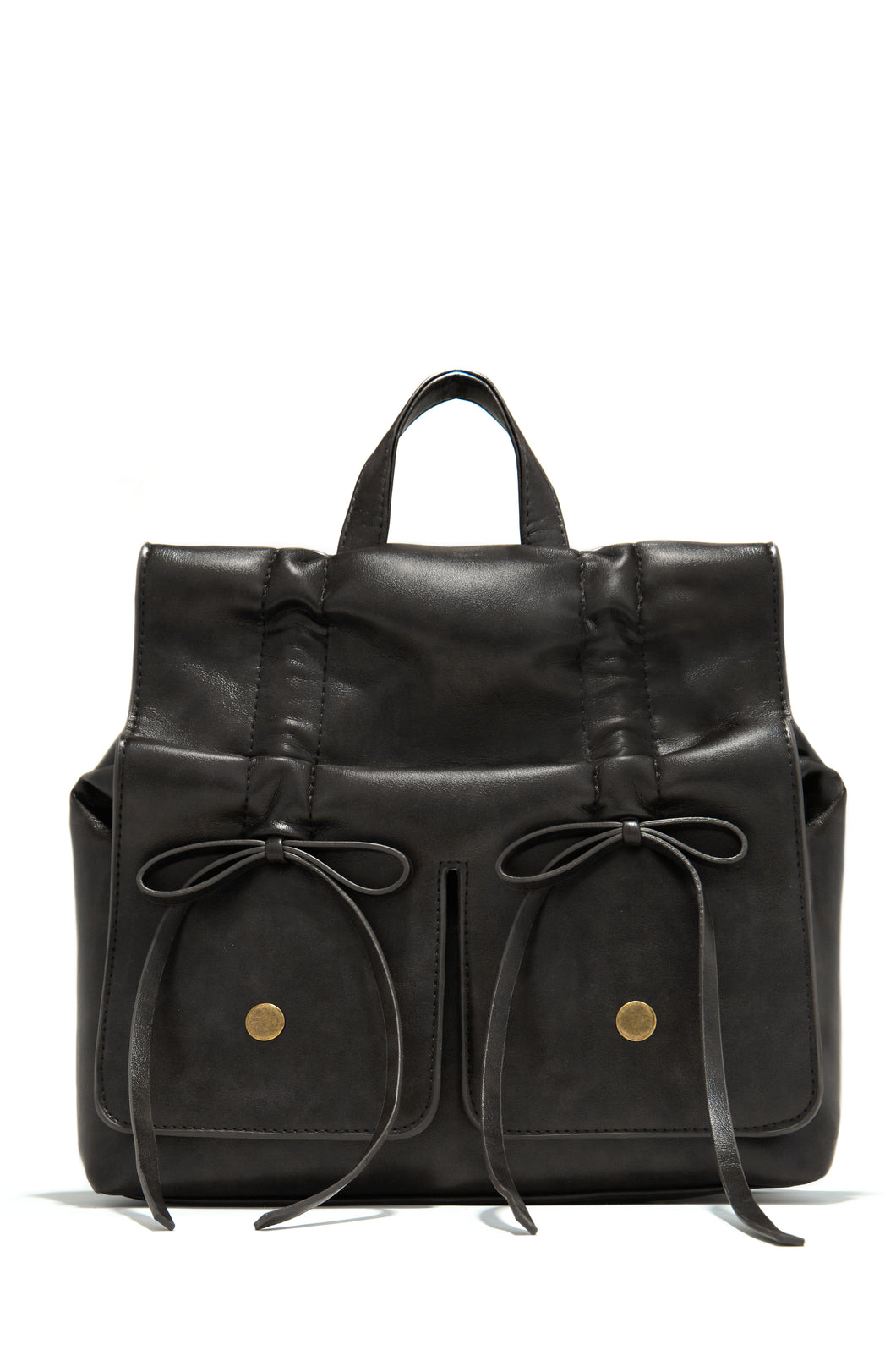 Distressed PU Black Backpack