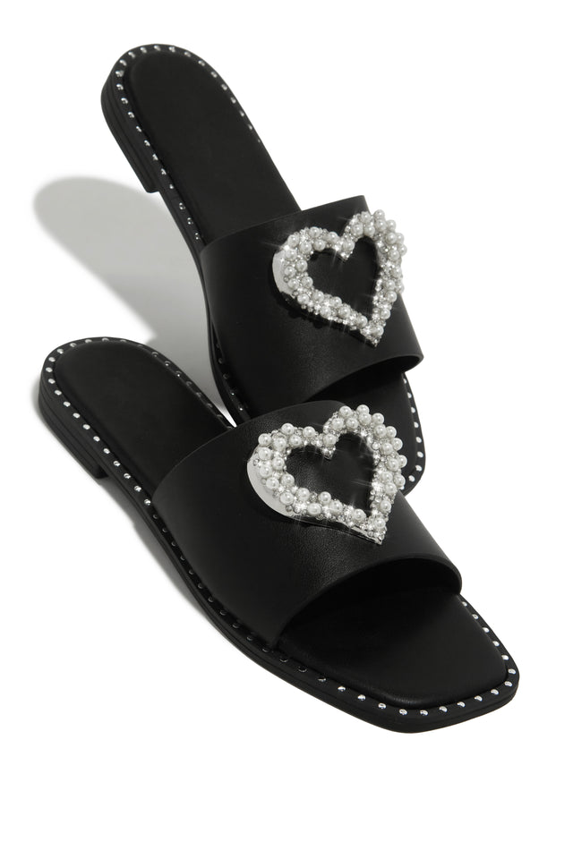 Load image into Gallery viewer, Love Island Embellished Slip On Sandals - Black
