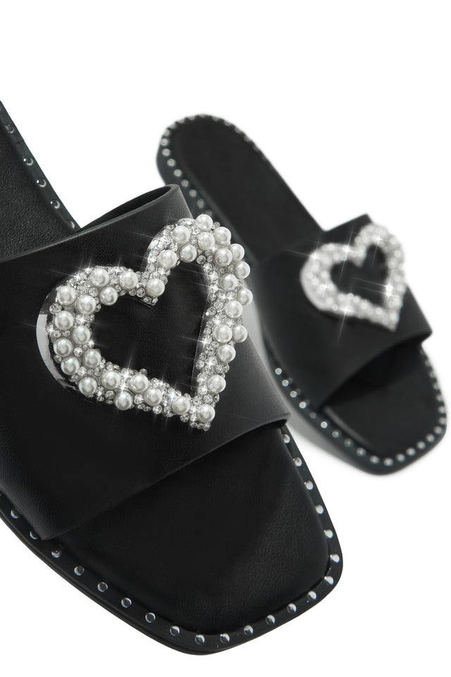 Load image into Gallery viewer, Love Island Embellished Slip On Sandals - Black
