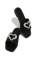 Load image into Gallery viewer, Love Island Embellished Slip On Sandals - Black
