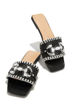 Load image into Gallery viewer, Black Slip on Sandals With Embellished Detailing
