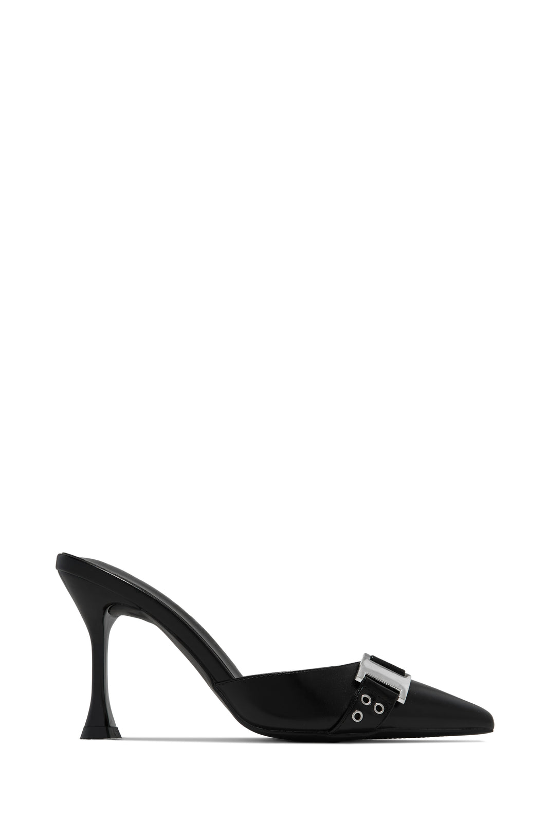 PU Black Slip On Heel