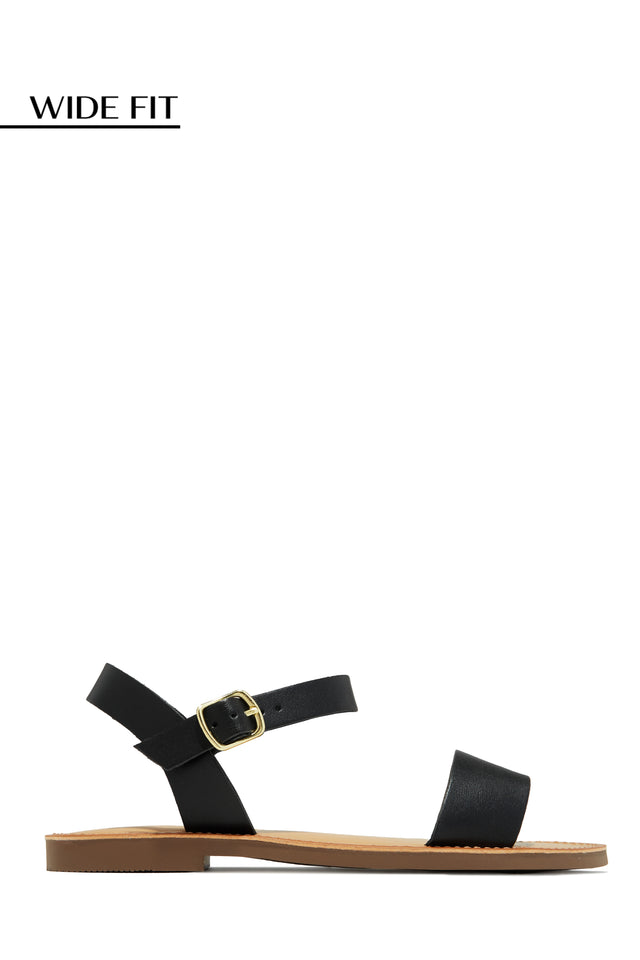 Load image into Gallery viewer, Black Flat Wide Fit Sandals
