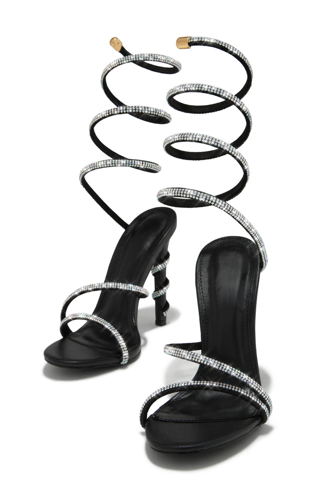 Load image into Gallery viewer, Andria Embellished Around The Ankle Coil Heels - Black
