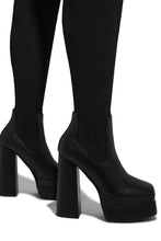 Load image into Gallery viewer, Nelle Over The Knee Platform Block Heel Boots - Black Pu
