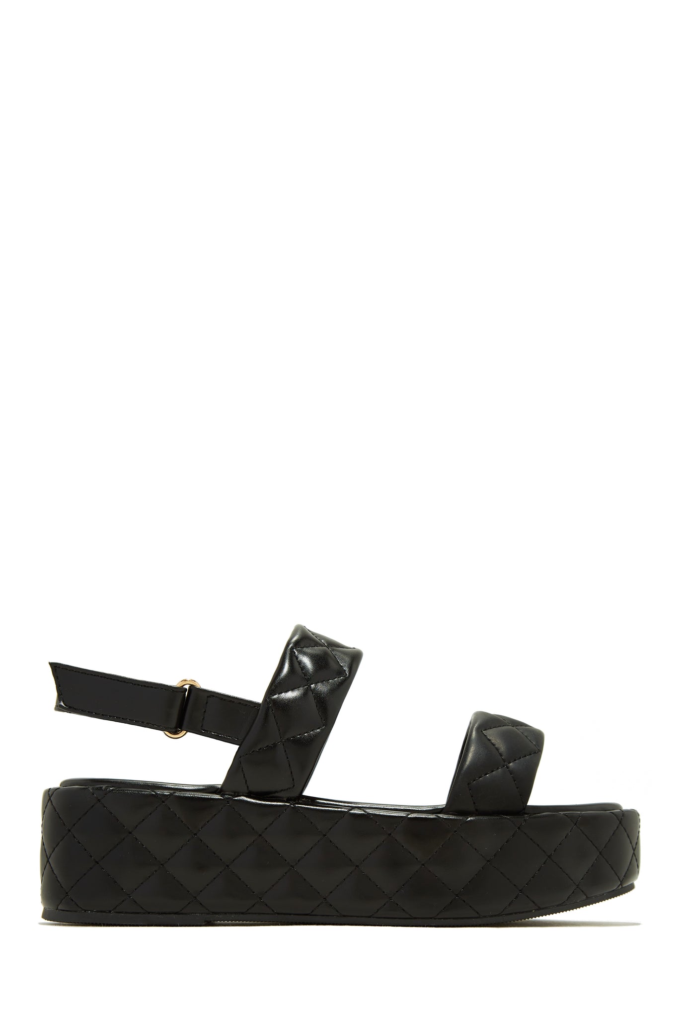 Miss Lola Euro Summer Black Quilted Platform Sandals MISS LOLA