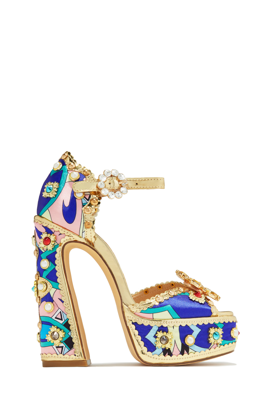 Royal Wishes Platform Block Heels - Blue