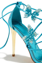 Load image into Gallery viewer, Fantasy Dreams Butterfly Embellished Lace Up Heels - Blue
