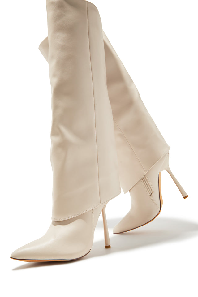 Load image into Gallery viewer, Kourt Knee High Heel Boots - Bone
