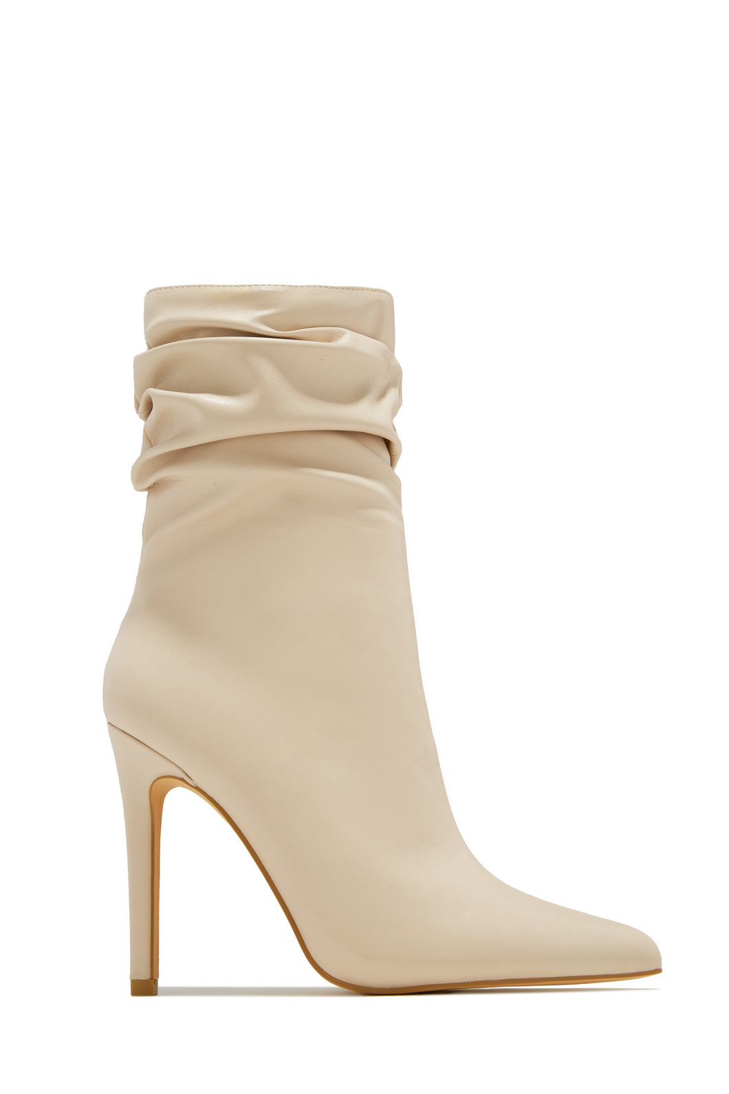 So Flirty Ruched Detailed Ankle Heel Boots - Bone