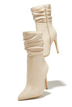 Load image into Gallery viewer, So Flirty Ruched Detailed Ankle Heel Boots - Bone
