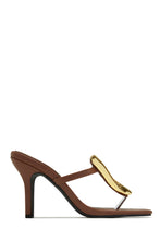 Load image into Gallery viewer, Adonna Thong Strap Mule Heels - Brown

