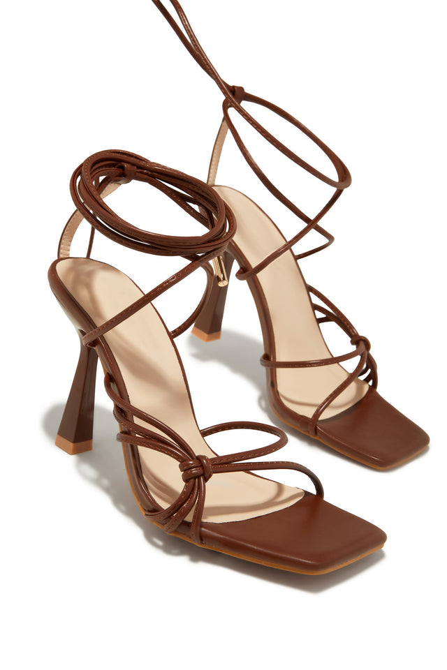 Load image into Gallery viewer, Aileen Lace Up Heels - Brown
