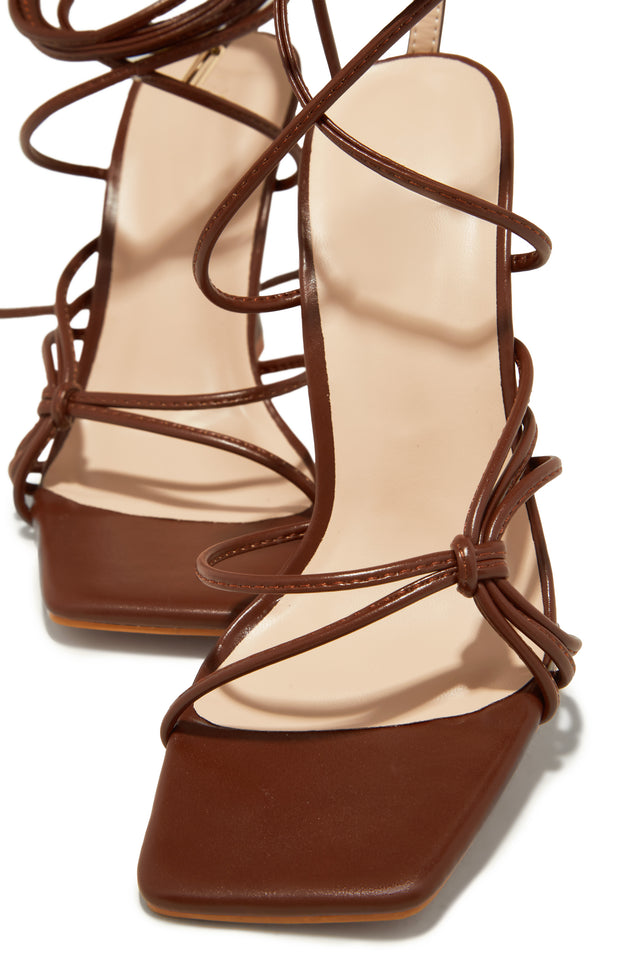 Load image into Gallery viewer, Aileen Lace Up Heels - Brown
