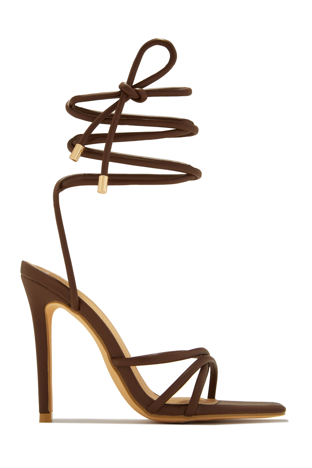 Holly Lace Up Strappy Heels - Brown