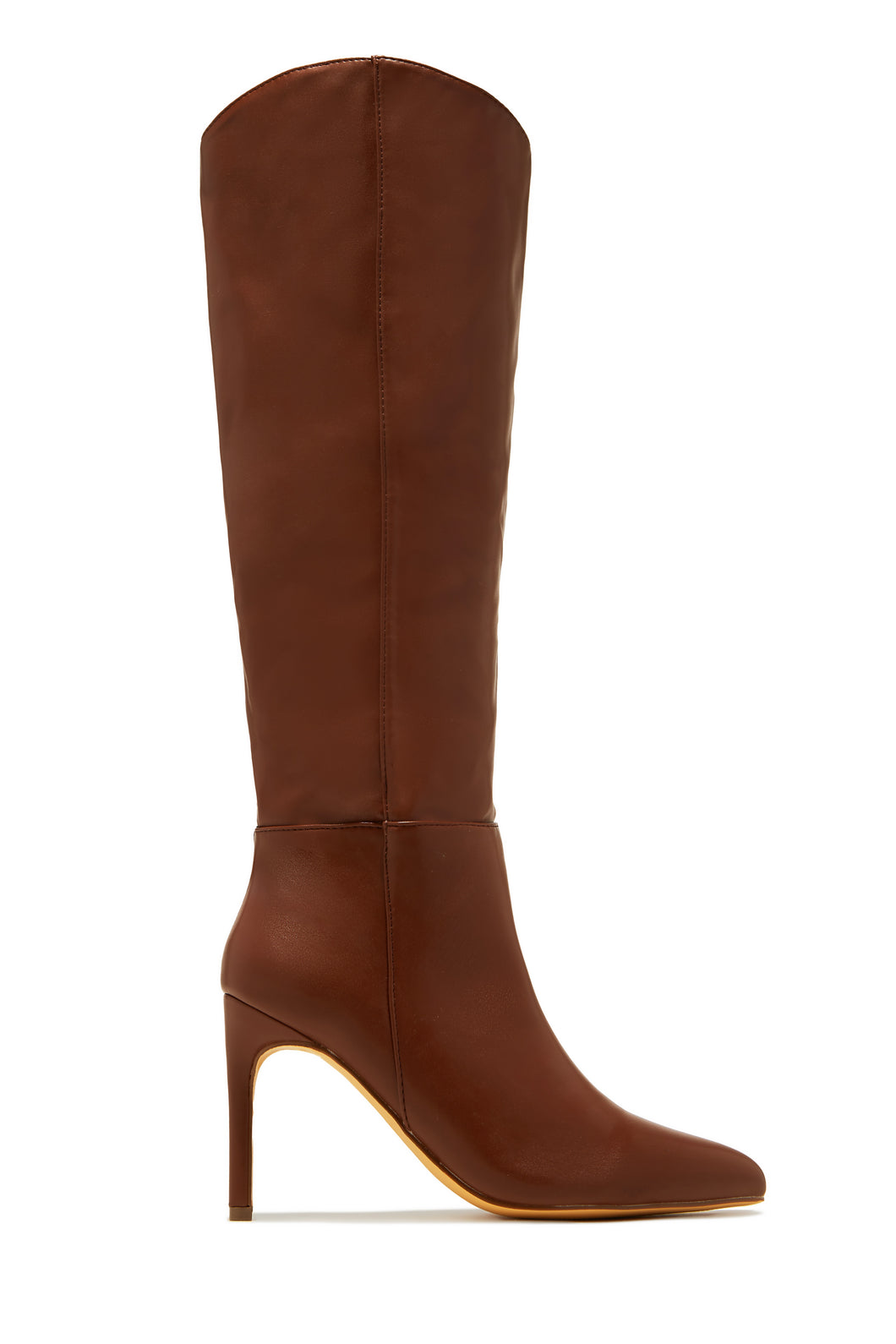 Portia Knee High Heel Boots - Brown