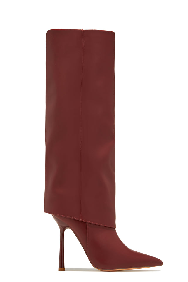 Miss Lola Kourt Cherry Knee High Heel Boots MISS LOLA