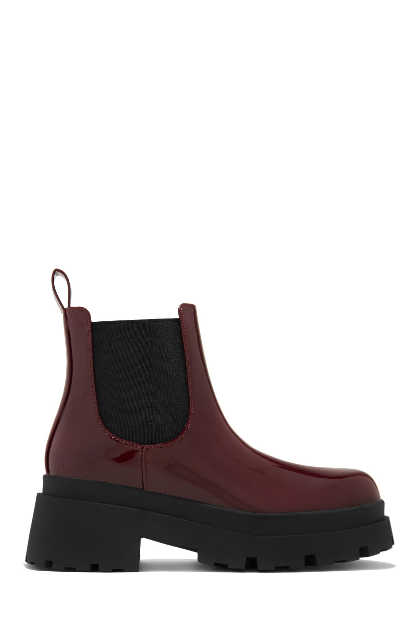 Miss Lola | Willow Burgundy Patent Chelsea Boots – MISS LOLA