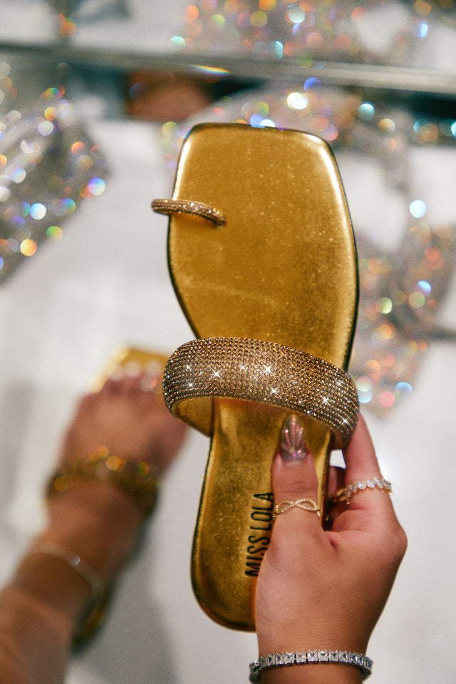 Gold embellished cheap flip flops