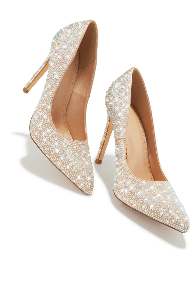 Load image into Gallery viewer, Kelly Embellished High Heel Pumps - Champagne
