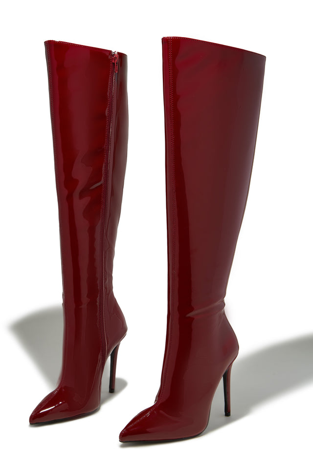 Load image into Gallery viewer, Genesis Knee High Heel Boots - Cherry
