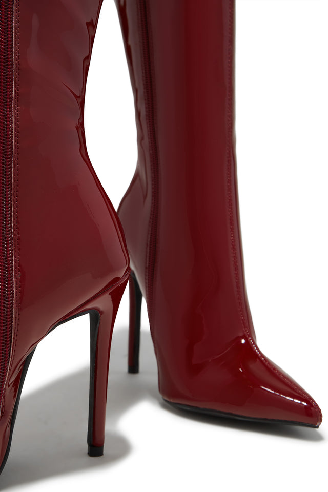 Load image into Gallery viewer, Genesis Knee High Heel Boots - Cherry
