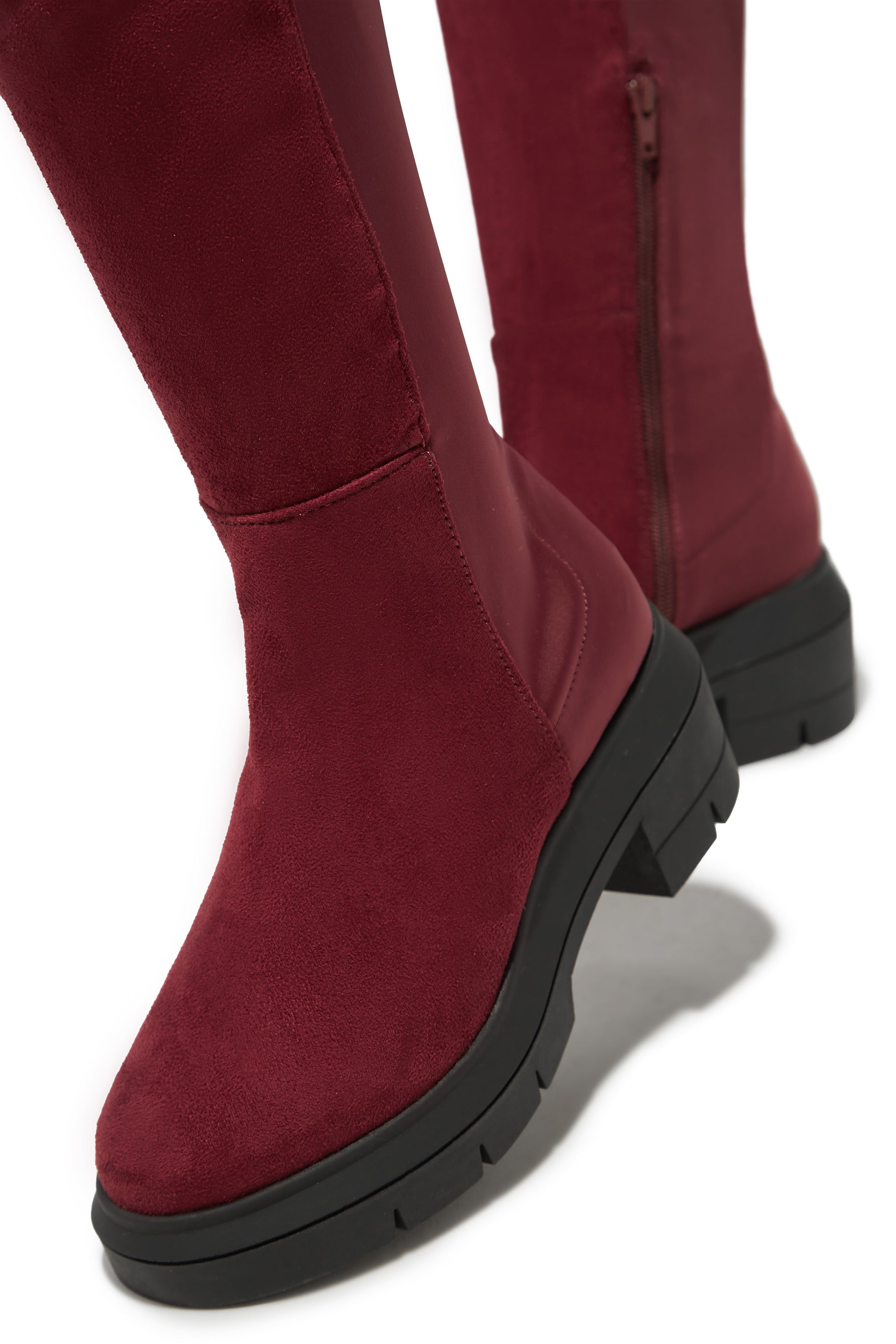 Miss Lola Zerah Burgundy Over The Knee Boots MISS LOLA