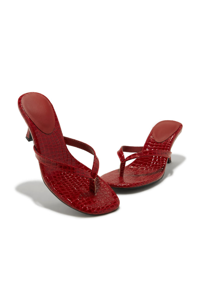 Miss Lola Tania Red Croc Single Sole Mule Heels MISS LOLA