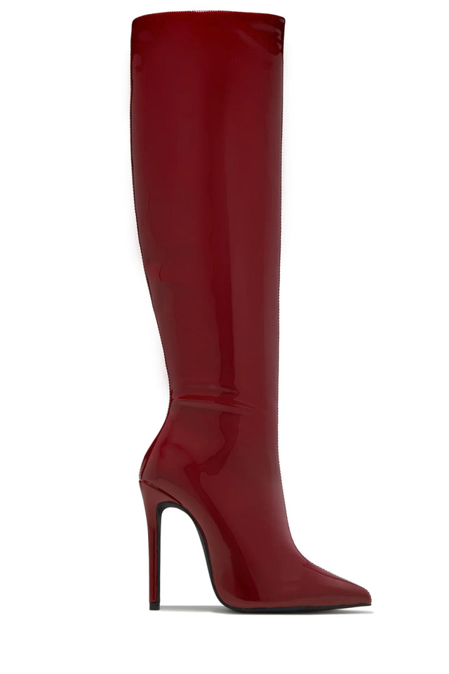 Load image into Gallery viewer, Genesis Knee High Heel Boots - Cherry
