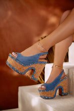 Load image into Gallery viewer, Clarisse Platform Block Heels - Denim
